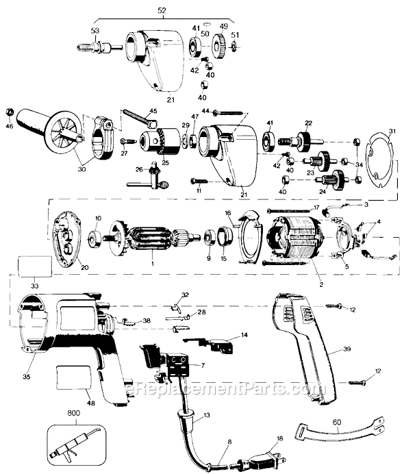 Page A Diagram and Parts List for 6928 Type 100 Black and Decker Electric Drill
